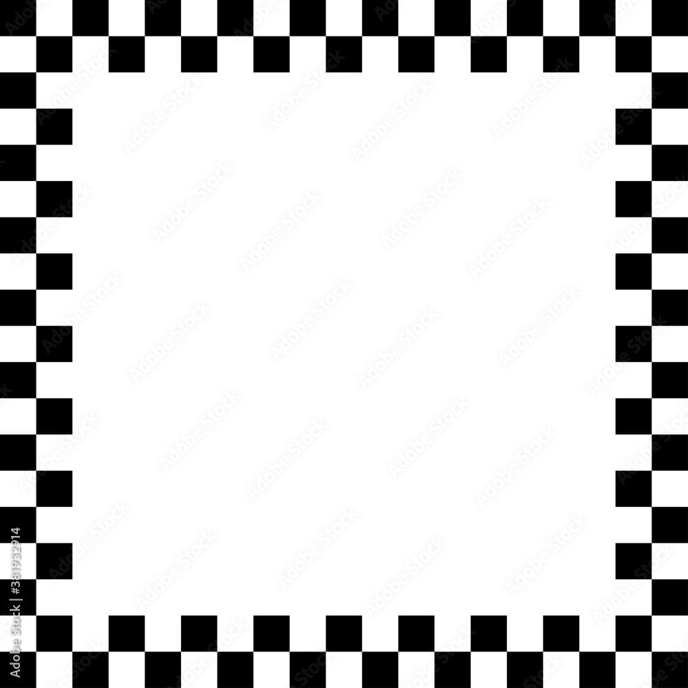 Checkered / Chequered square frame with blank, empty space, copyspace. Squares frame, border Checkered / Chequered square frame with blank, empty space, copyspace. Squares frame, border