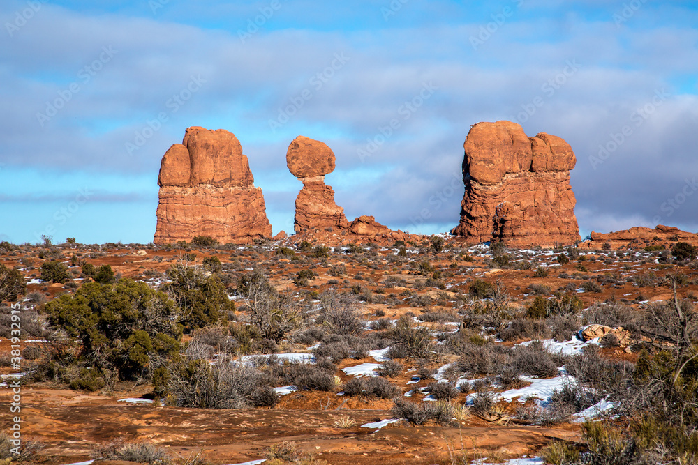 A balancing rock in Arches National Park, Utah.
