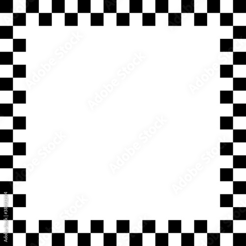 Checkered / Chequered square frame with blank, empty space, copyspace. Squares frame, border