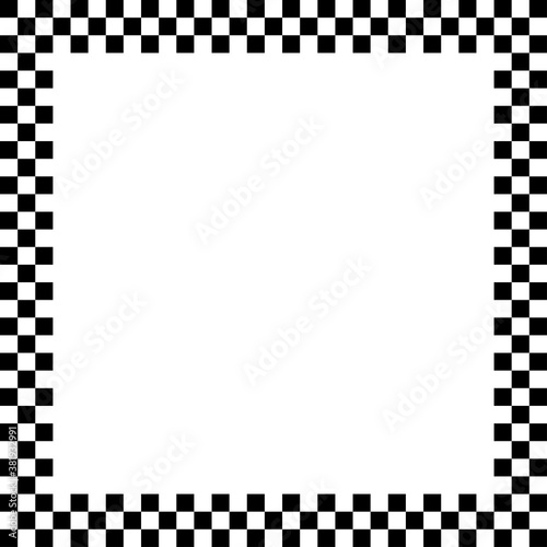 Checkered / Chequered square frame with blank, empty space, copyspace. Squares frame, border