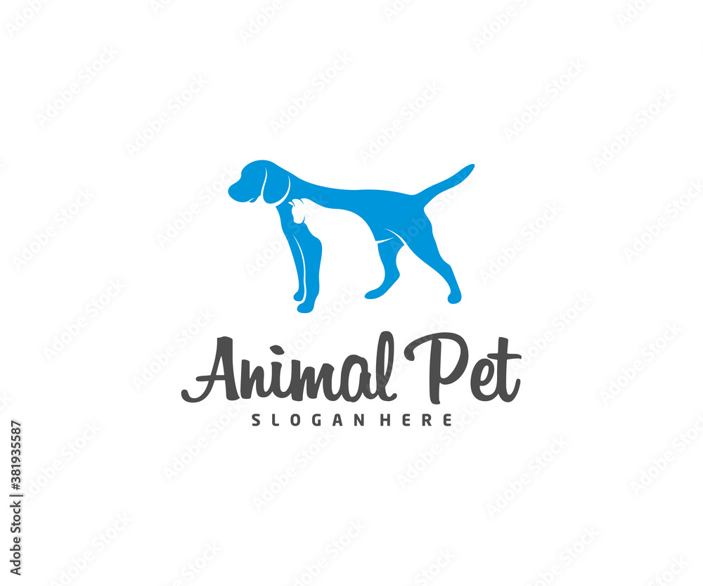 Pet Logo dog cat design vector template. Animals Veterinary clinic Logotype concept outline icon.