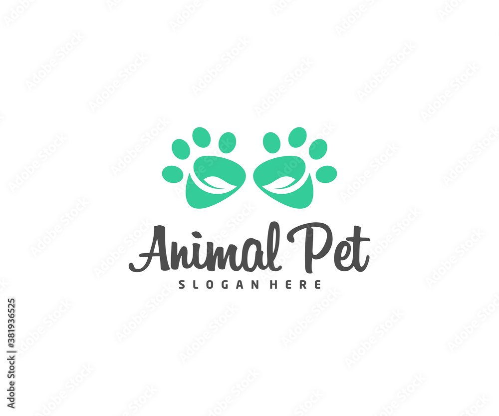 Nature Pet Logo dog cat design vector template. Animals Veterinary clinic Logotype concept outline icon.