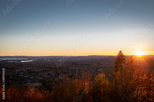 Oslo Townscape with Sunset in Horizon