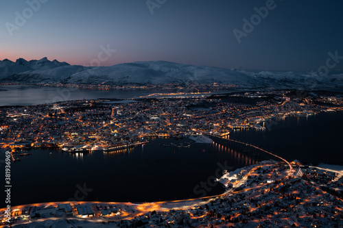 Tromsø Cityscape Glowing at Night