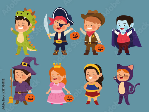 cute little kids dressed as a differents characters