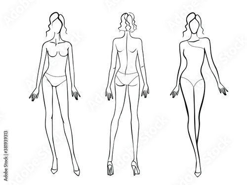 Model for drawing fashion sketches. Front and back views