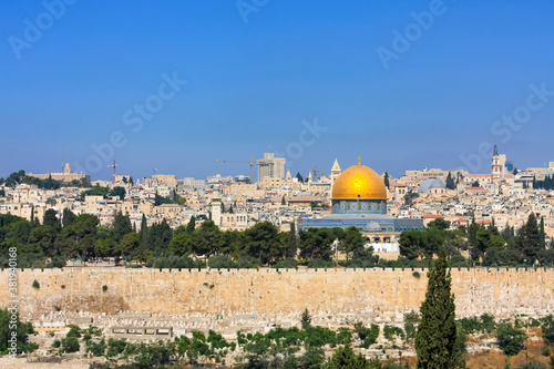 The Dome of the Rock and wall in Jerusalem