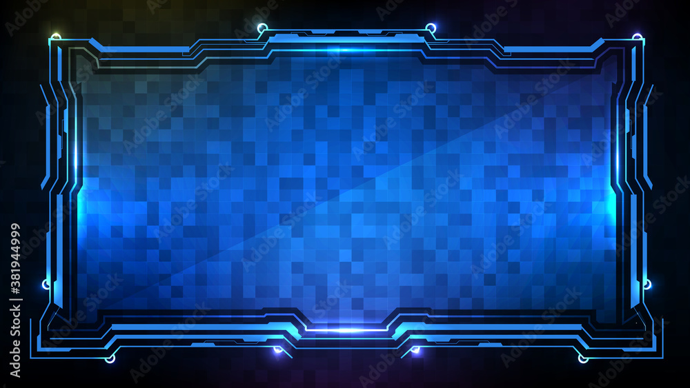 Abstract futuristic background. Blue glowing technology sci fi frame hud ui Abstract futuristic background. Blue glowing technology sci fi frame hud ui