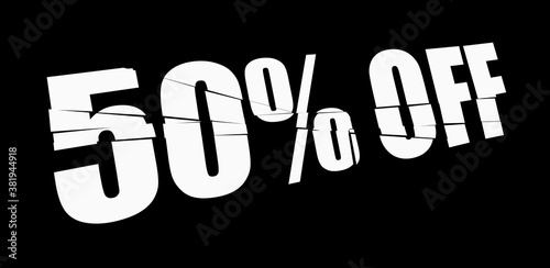 cracked, smashed, splattered and exploding percentage, discount numbers, numerals and letters for marketing, promotion vector illustration