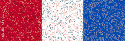 Christmas seamless pattern for festival background design. Winter sale fair branding. New Year seasonal celebration greeting card. Pinecone xmas branches with leaves isolated fir on color backdrop.