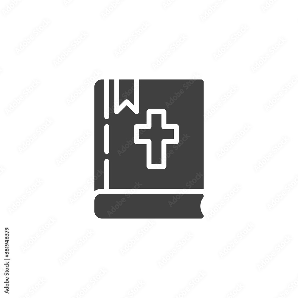 Holy bible book vector icon. filled flat sign for mobile concept and web design. Bible with holy cross glyph icon. Symbol, logo illustration. Vector graphics Holy bible book vector icon. filled flat sign for mobile concept and web design. Bible with holy cross glyph icon. Symbol, logo illustration. Vector graphics