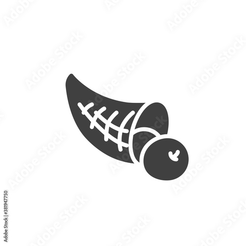 Thanksgiving fruit basket vector icon. filled flat sign for mobile concept and web design. Horn of plenty glyph icon. Symbol, logo illustration. Vector graphics