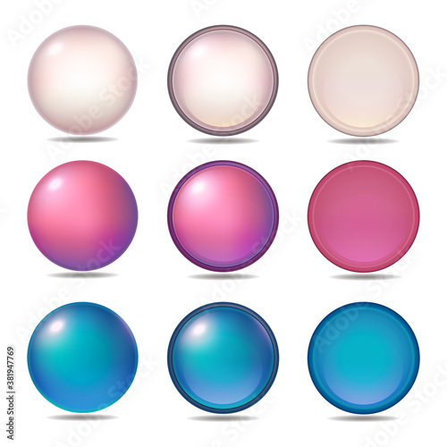 ３タイプ&３色のアイコンとボタンのグラフィック素材のセット