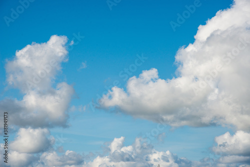 beautiful blue sky with white clouds in autumn