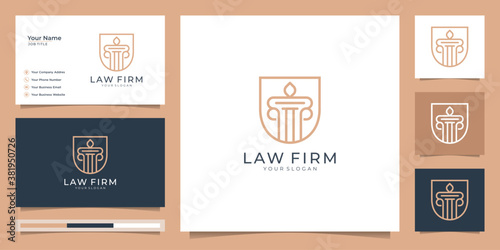 Symbol of the law of premium justice. law firm, law offices, attorney services, luxury logo design inspiration. Premium Vector