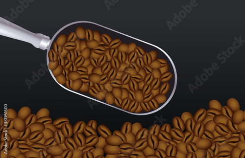 coffee break poster with spoon and grains