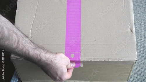 Pull to open strip box package man hand