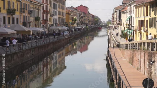 Water canal Navigli in Milan Italy day 2020