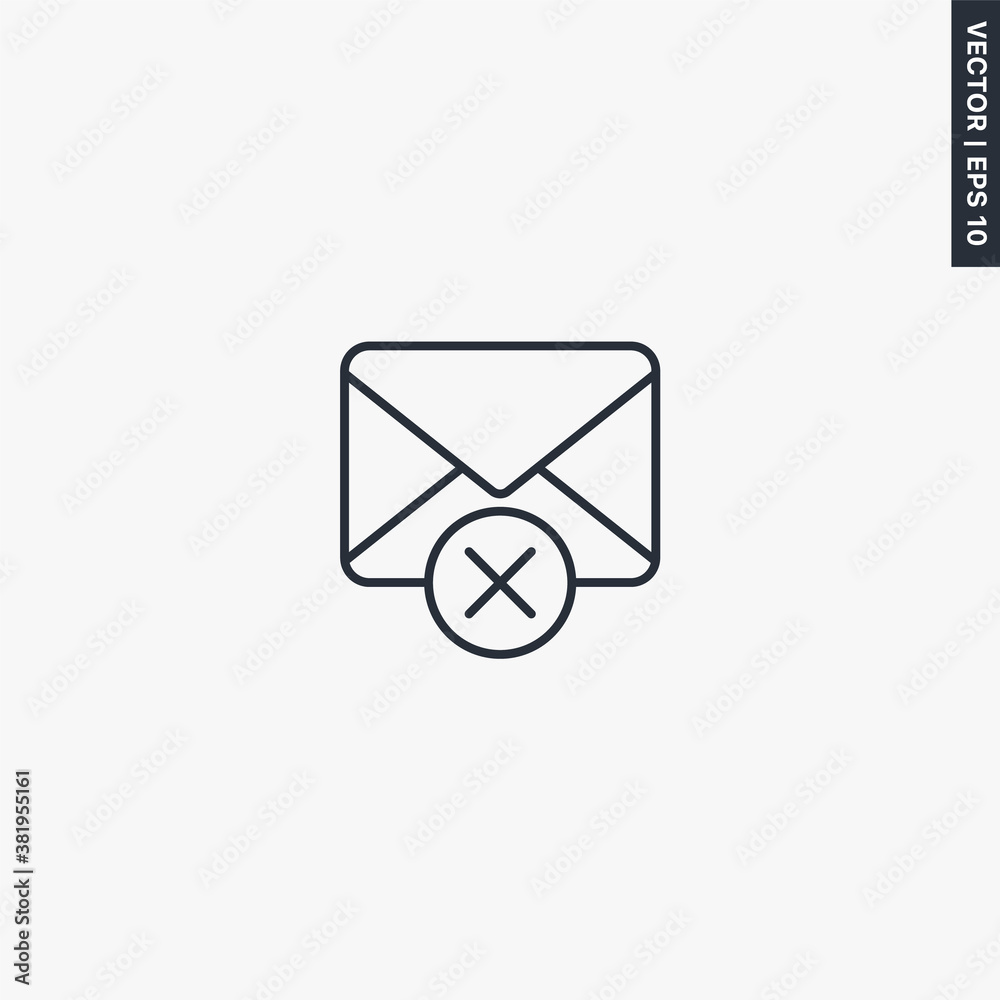 Delete email, linear style sign for mobile concept and web design Delete email, linear style sign for mobile concept and web design