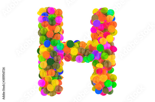 Letter H from colored marmalade candies. 3D rendering