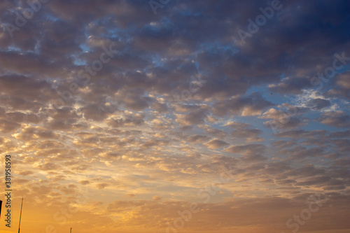 sunset with fluffy clouds