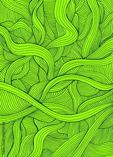 Juicy light green doodle style colorful abstract crazy waves background