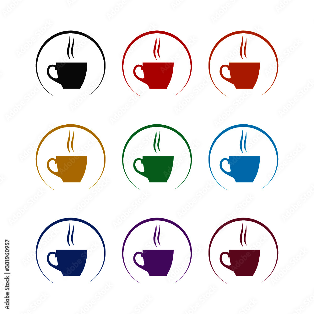 Coffee Cup Logo Icon, color set