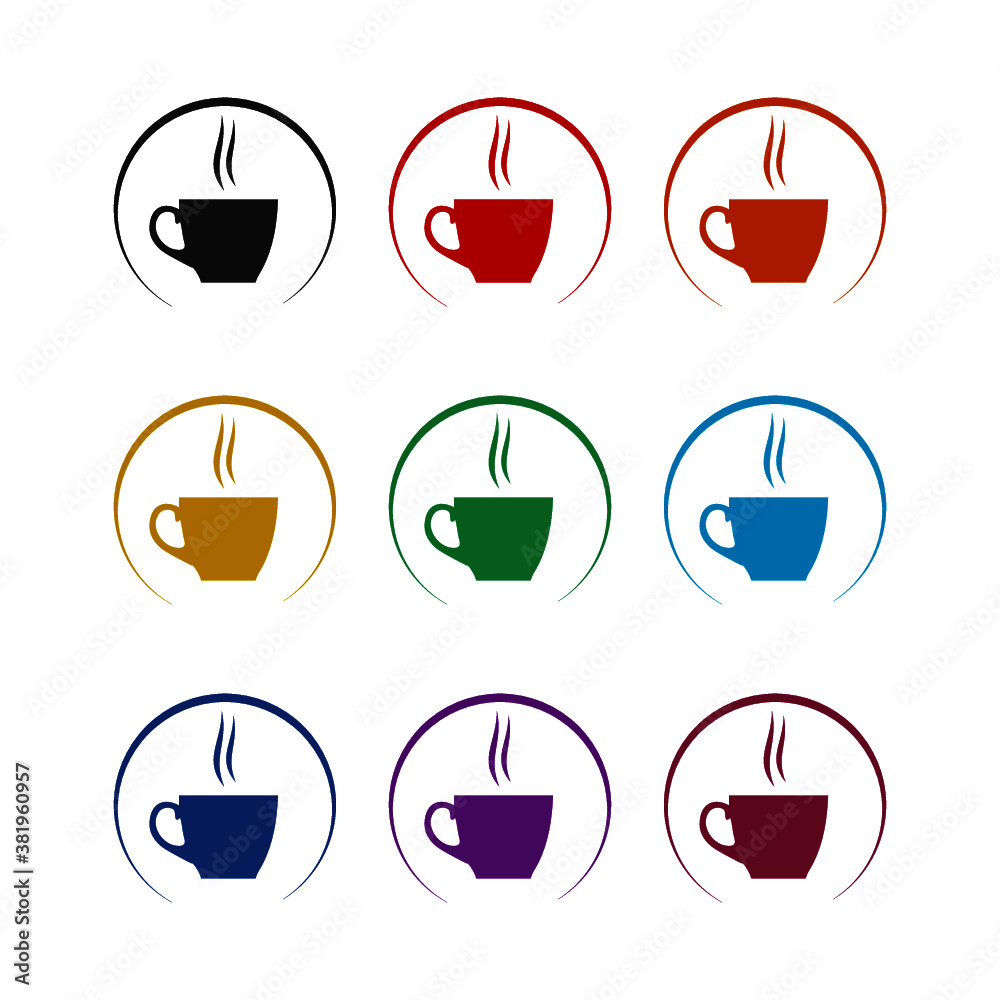 Coffee Cup Logo Icon, color set Coffee Cup Logo Icon, color set