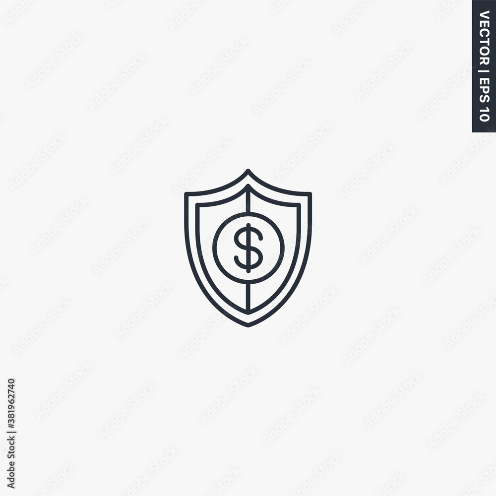 Financial security, linear style sign for mobile concept and web design Financial security, linear style sign for mobile concept and web design