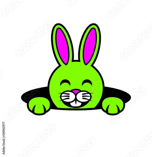 cute bunny peeking out of a hole