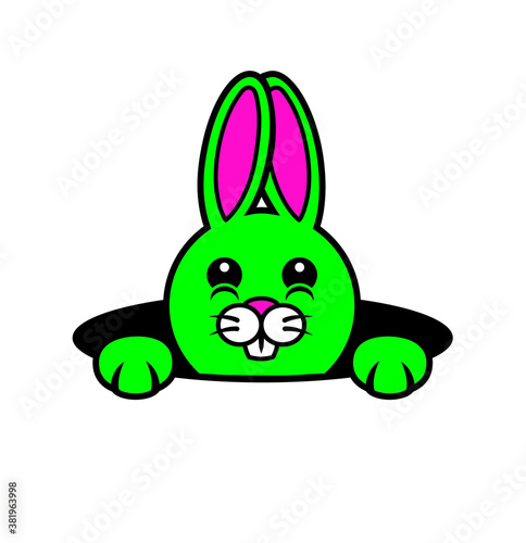 cute bunny peeking out of a hole