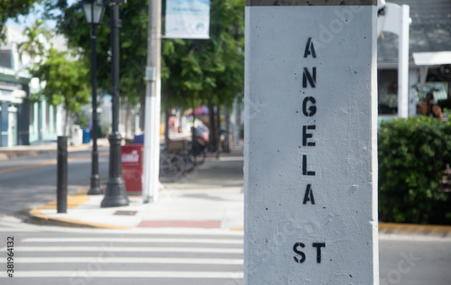 Angela Street in Key west florida sign on light post  photo