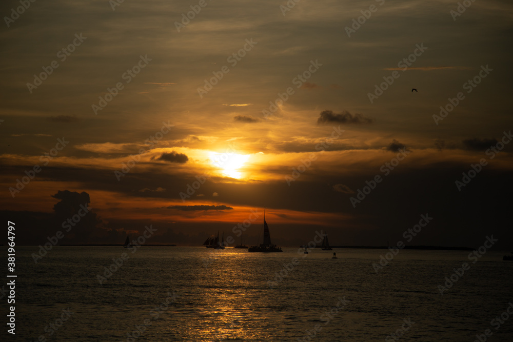 Fototapeta premium sunset celebration in Key west florida in September 
