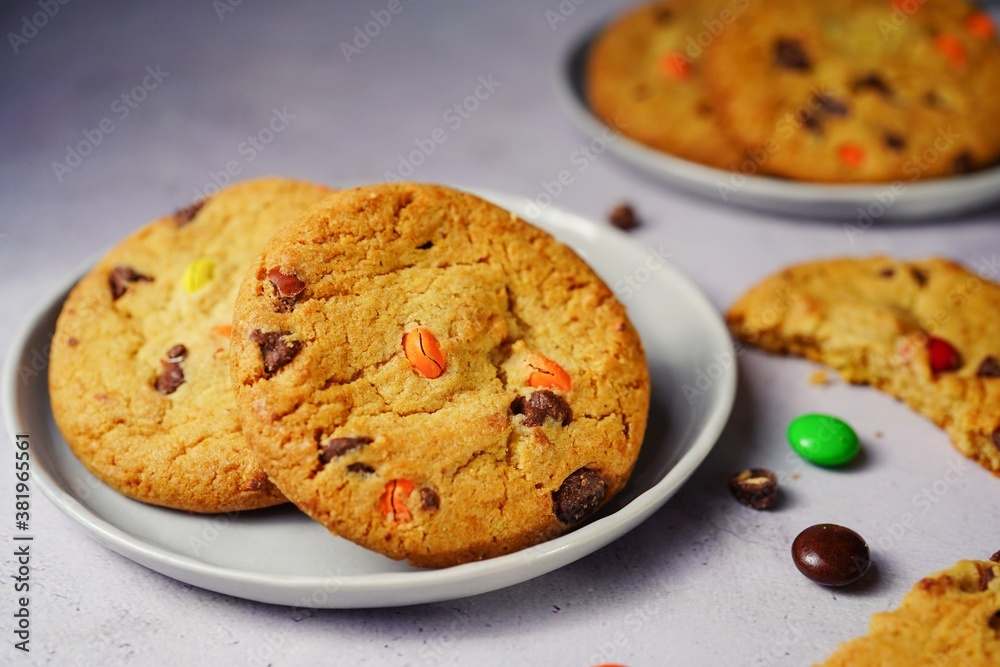 Chocolate chip and candy cookies / Christmas holiday baking Chocolate chip and candy cookies / Christmas holiday baking