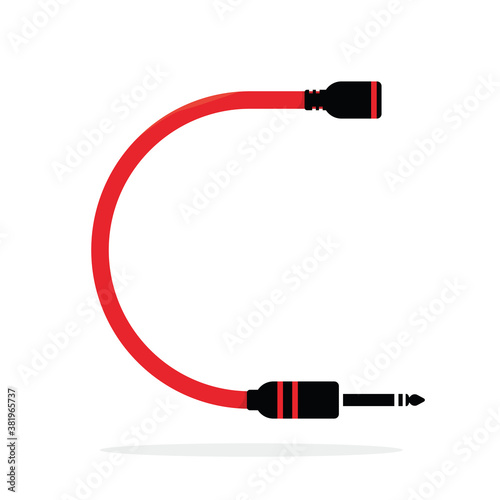 Alphabet C letter logo formed by jack cable or wire. Vector design template elements for your audio, sound or music application or corporate identity. Sign or symbol illustration isolated on white