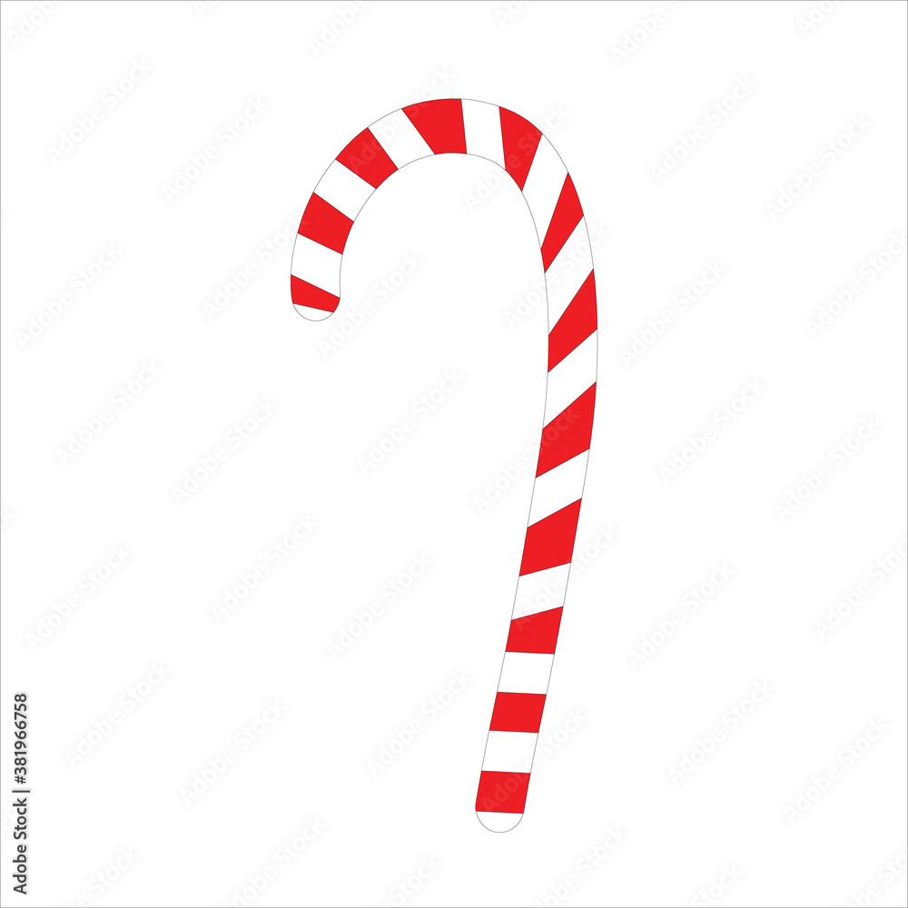 Christmas red with white lollipop - illustration isolated on white background. The symbol of a happy mood.