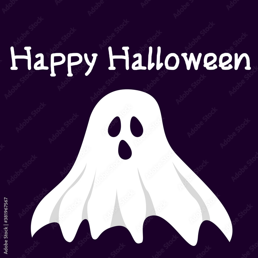 Happy Halloween. Festive postcard. Halloween night. Ghost on a dark background. Vector illustration. Happy Halloween. Festive postcard. Halloween night. Ghost on a dark background. Vector illustration.