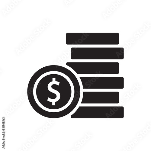 Coin currency dollar money icon sign symbol vector