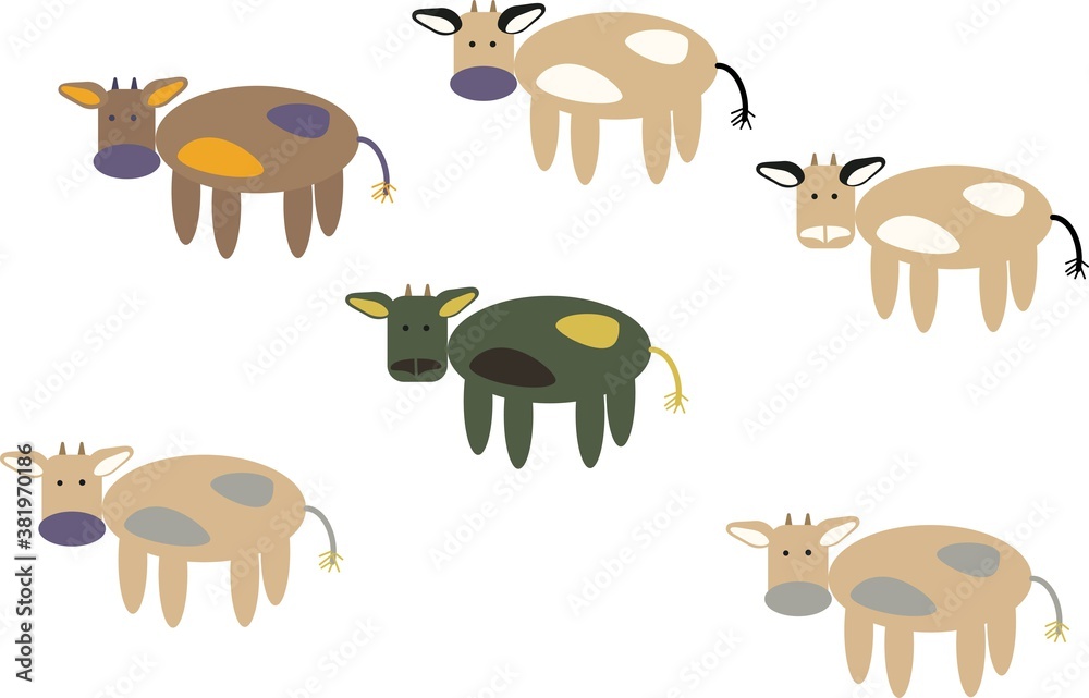 Obraz premium six cows, vector