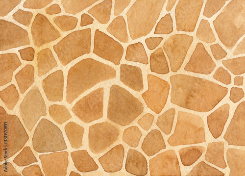 Watercolor abstract background of giraffe skin imitation. Wildlife giraffe texture. Animals textures pattern. For print, web, banner, postcard, textile.