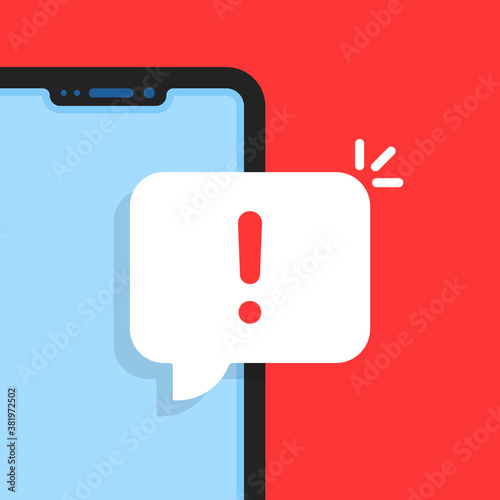 cartoon smart phone with alert notice