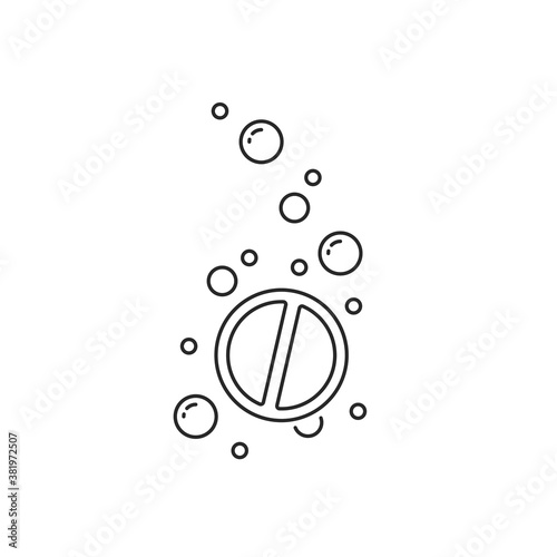 thin line water bubbles with fizzy pill