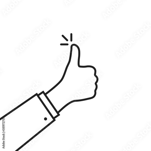 black thin line thumb up finger icon
