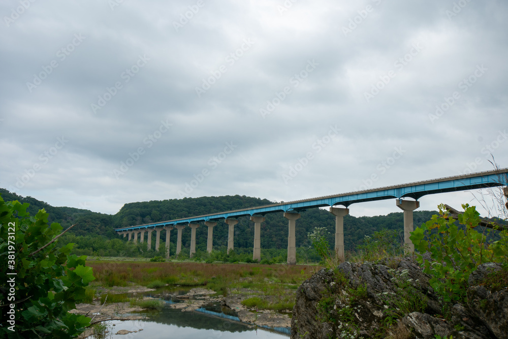The Norman Wood Bridge Over the Susquehanna River on a Cloudy Sky