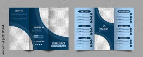 Food trifold brochure menu template. fast food menu brochure for restaurant