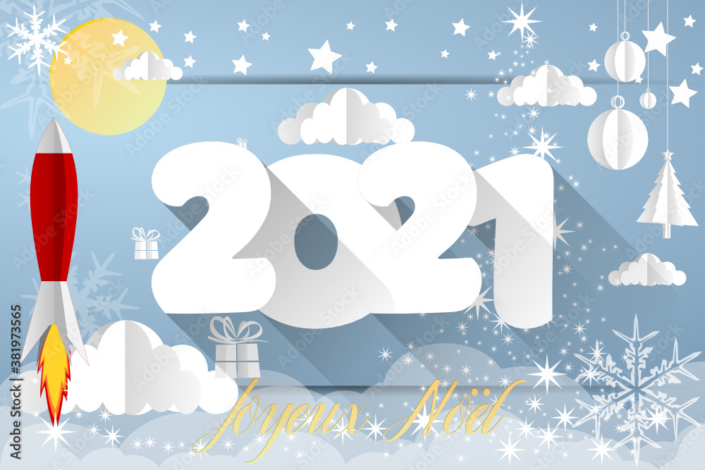 Naklejka premium 2021 - merry christmas - happy new year 2021