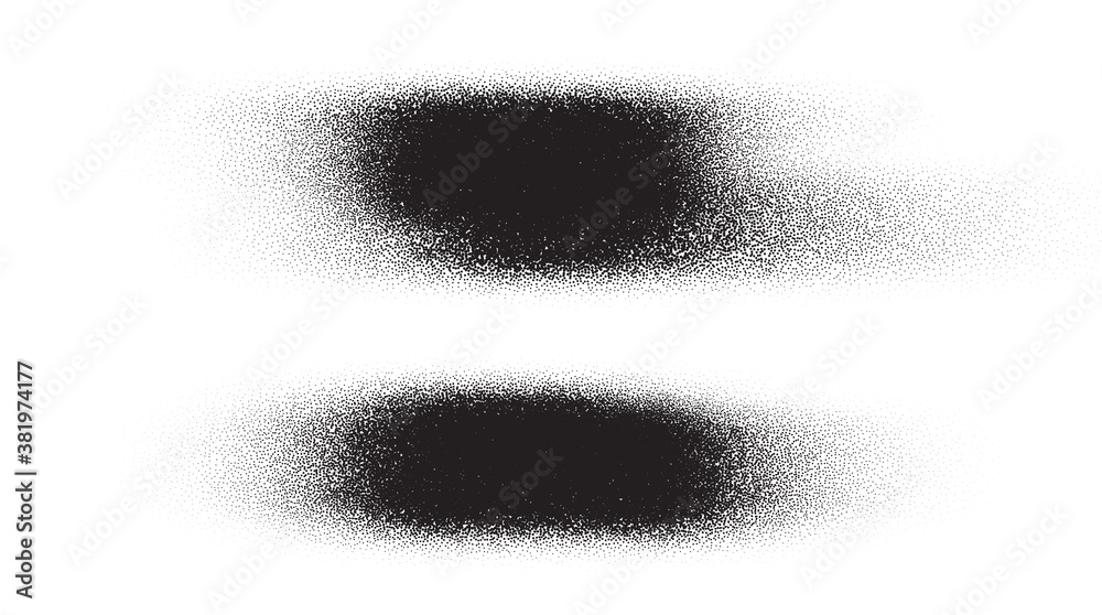 Dotwork stain pattern. Brush stroke paint. Sand grain effect. Black