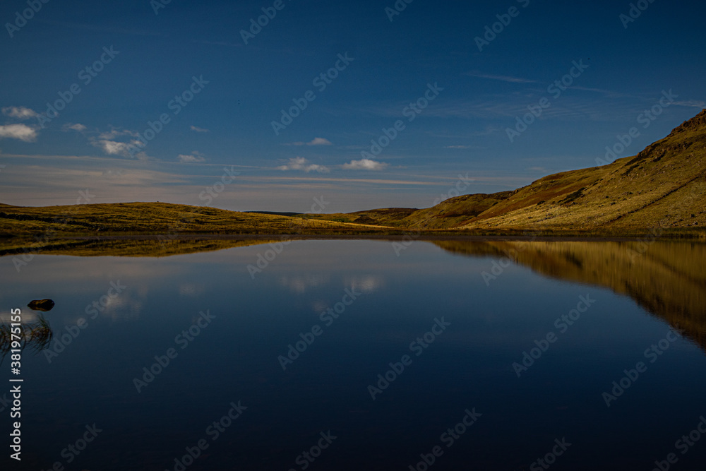 Water reflections, Loughnatrosk, Carnlough, Garron Plateau, County Antrim, Northern Ireland