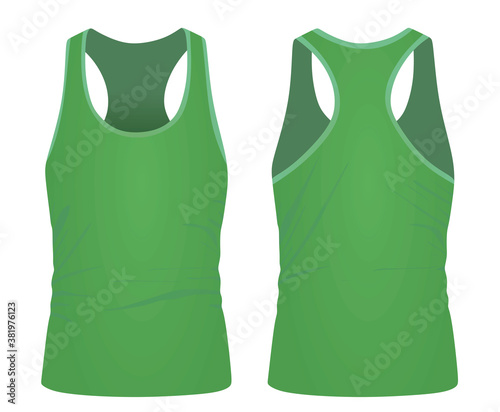 Green sleeveless t shirt. vector illustration