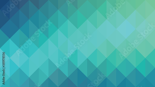 Blue green peacock colors triangle mosaic background